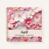 Livre d'or rose florale blanche nom (Devant)