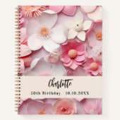 Livre d'or rose florale blanche nom (Devant)