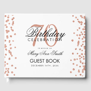Livre D'or Rose Gold 70th Birthday Party Parties scintillant 