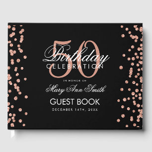Livre D'or Rose Gold Black 50e anniversaire Confetti