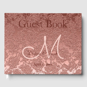 Livre D'or Rose Gold Elegant Mariage Réception Monogramme