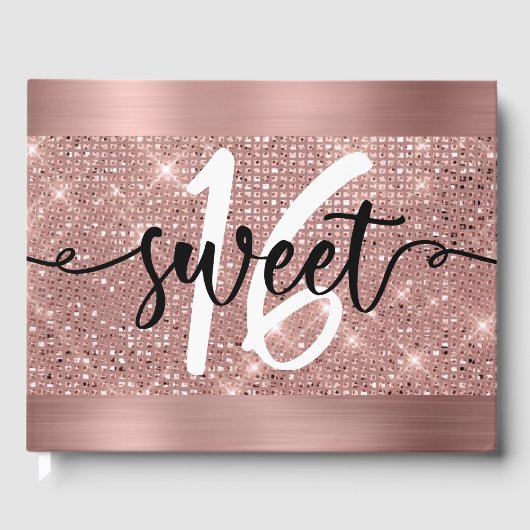 Livre D'or Rose Gold Faux Shimmer & Foil Sweet 16 (Recto)
