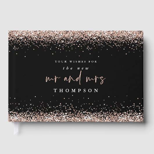 Livre D'or Rose Gold Parties scintillant Nouvelle Mme Mme Nom (Recto)