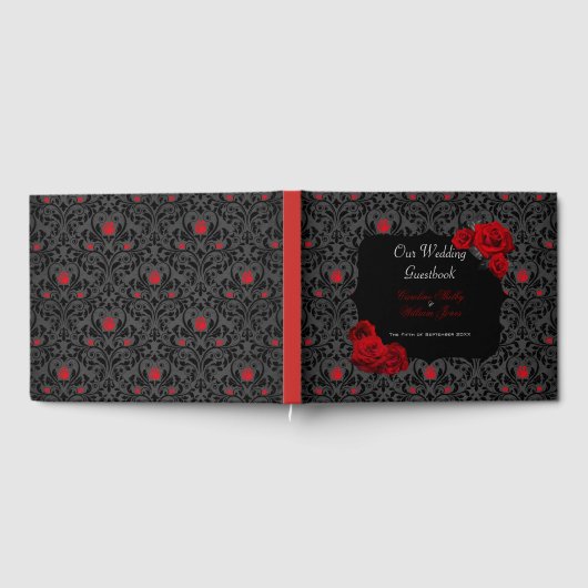 Livre D'or Rose gothique Faire-part de mariage noir et rouge (Complet)