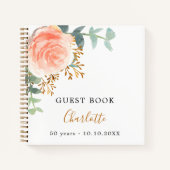 Livre d'or rose or fleuri vert (Devant)