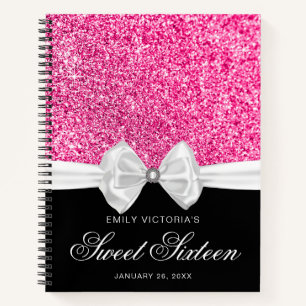 Livre d'or Rose Pailleté avec Ruban Blanc pour Swe