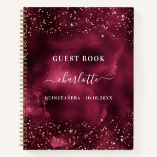 Livre d'or rose Quinceanera bordeaux parties scint