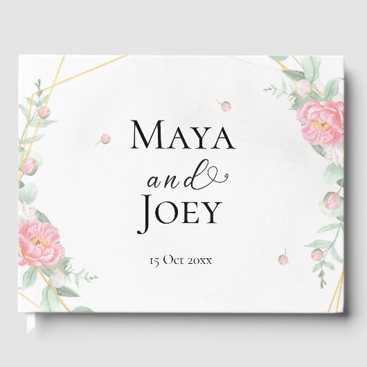 Livre D'or Rose romantique Mariage géométrique (Recto)