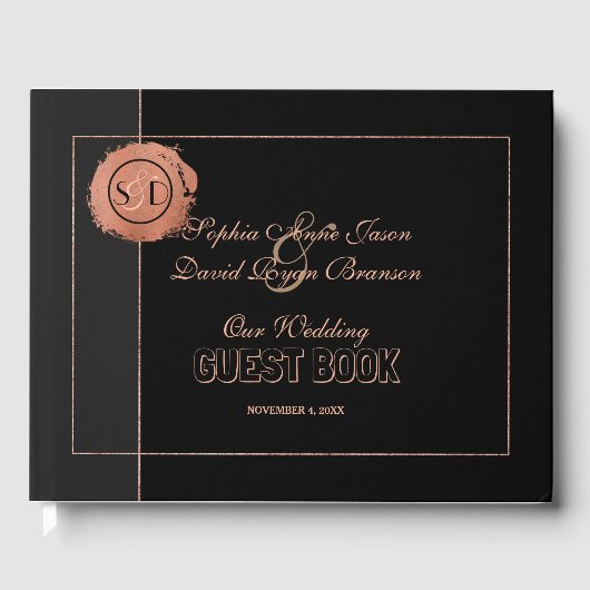 Livre D'or Rose romantique Parties scintillant or Monogramme (Recto)