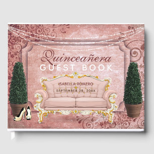 Livre D'or Rose Rose Gold Topiaire Jardin Quinceañera