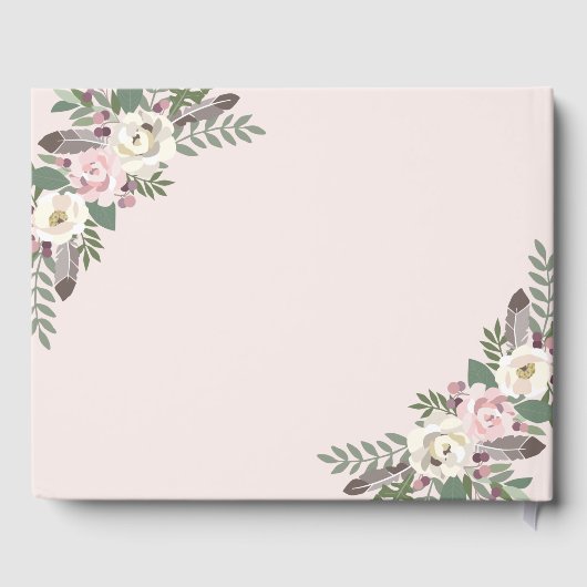 Livre D'or Rose rose Moody Floral Boho Mariage (Verso)