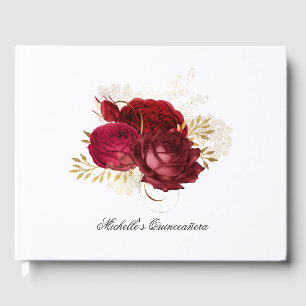 Livre D'or Rose rouge et or vintage Quinceañera