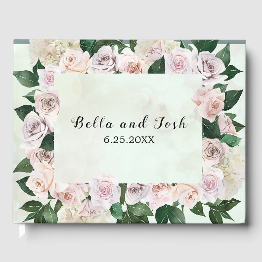 Livre D'or Rose souple romantique et Mariage Hydrangea (Recto)