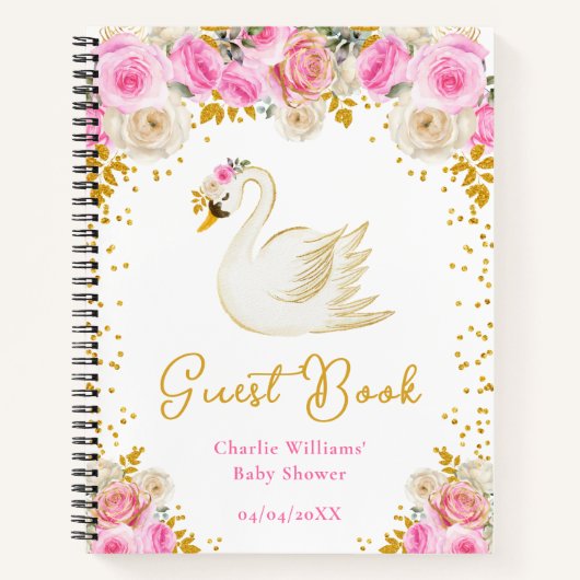 Livre d'or Rose Swan Pink Baby shower d'invité (Devant)