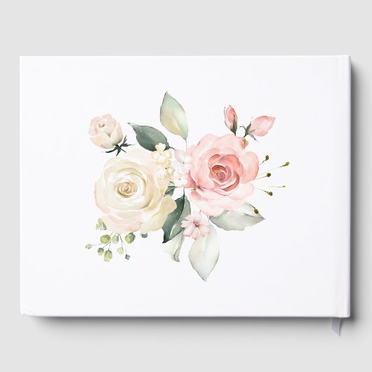 Livre D'or Roses blanches roses Hydrangées blanches Mariage d (Verso)