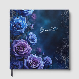 Livre D'or Roses de mariage fantaisie bleues et violettes