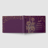 Livre D'or Roses d'or, confetti 50e anniversaire de Mariage (Complet)