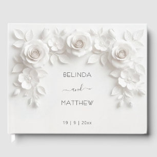 Livre D'or Roses Florales 3D Blanches Mariage