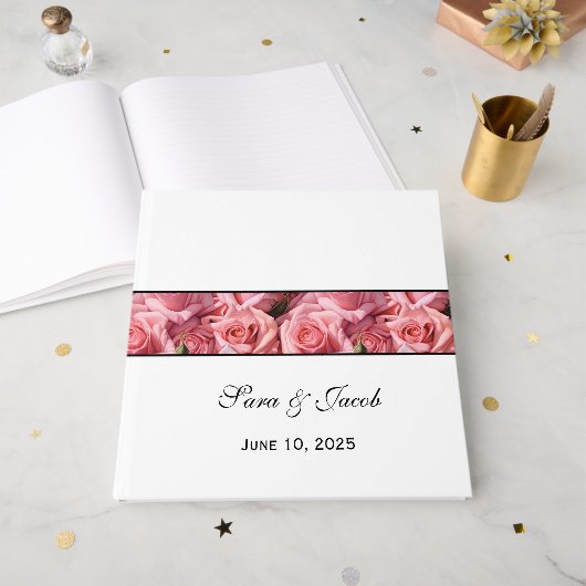 Livre D'or Roses roses (Recto ouvert)
