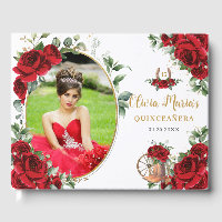 Roses rouges Floral Charro Bottes Quinceanera Phot