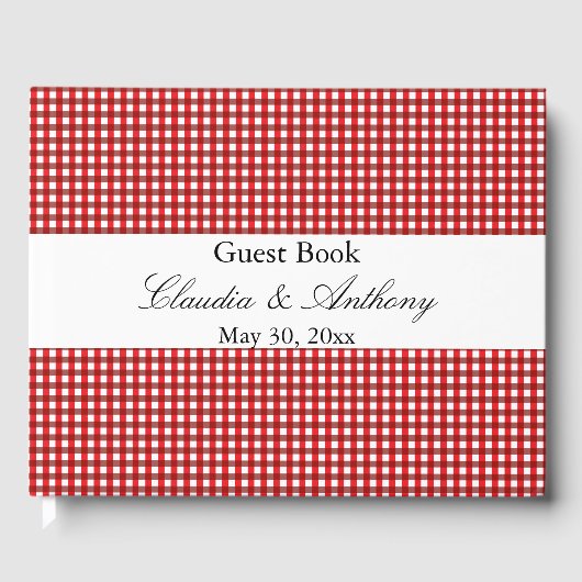 Livre D'or Rouge et blanc En vichy Motif Barbeque Mariage (Recto)