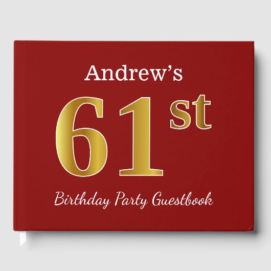 Livre D'or Rouge, Faux Gold 61e fête d'anniversaire + Nom per (Recto)