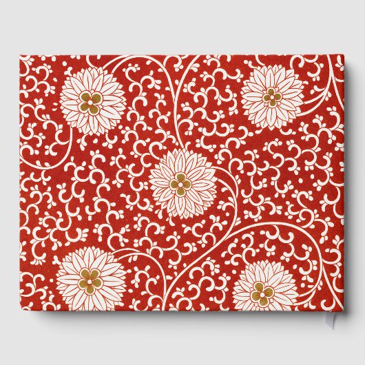 Livre D'or Rouge Floral Vibrant Ornate Classé Motif (Verso)