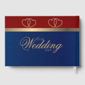 Livre D'or Rouge foncé et bleu marine avec des cœurs dorés (Verso)