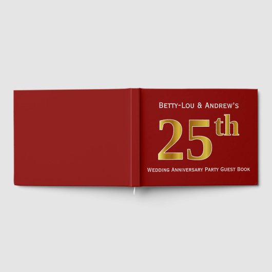 Livre D'or Rouge foncé, Faux Gold 25e Mariage Anniversaire Pa (Complet)