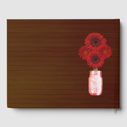 Livre D'or Rouge foncé Floral Mason Jar Mariage (Verso)