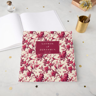 Livre D'or Rouge romantique, floral, oiseaux