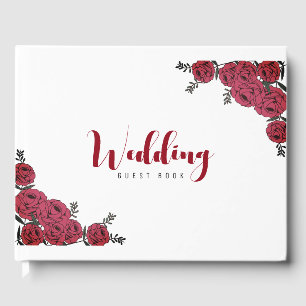 Livre D'or Rouge Rose Floral thème Mariage