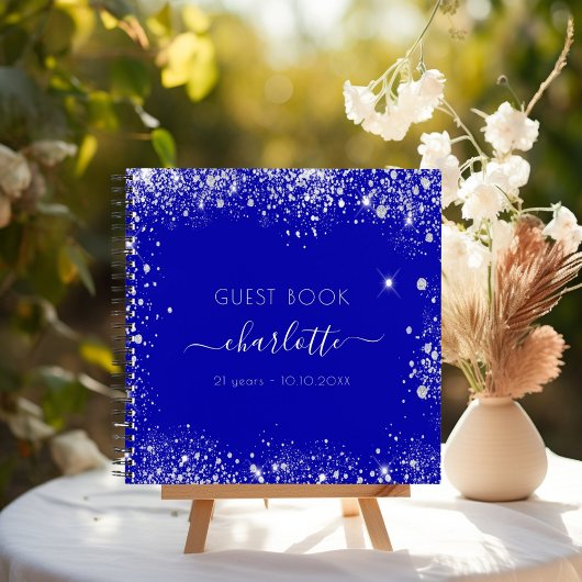 Livre d'or royal bleu argent parties scintillant