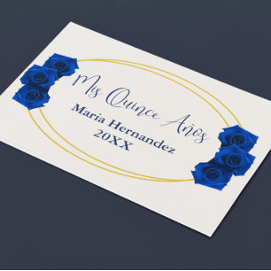Livre D'or Royal Blue et Gold Geometry Quinceañera