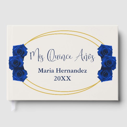Livre D'or Royal Blue et Gold Geometry Quinceañera (Recto)