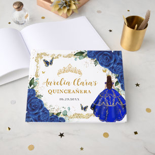 Livre D'or Royal Blue Floral Princess Gold Quinceanera Mes 15