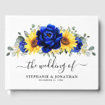 Livre D'or Royal Blue Rustic Tournesol Moderne Floral Mariage<br><div class="desc">Élégant et moderne mariage campagnard rustique vous propose tournesol jaune vif,  pivoines bleues royales,  souffle bébé,  cadre floral gypsophila / couronne avec feuilles eucalyptus. S'il vous plaît trouver d'autres modèles et variantes de mon magasin "blissweddingpaperie". Et n'hésitez pas à me contacter pour plus de personnalisation ou de correspondance d'articles.</div>