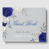 livre d'or royal blue white flowers gris (Recto)