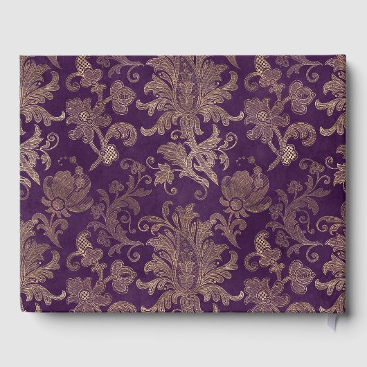 Livre D'or Royal Purple Gold Mariage damassé Guest Book (Verso)