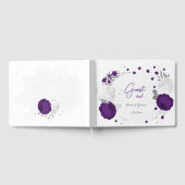 Livre D'or royal violet & fleurs blanches argent mariage (Complet)