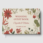 Livre D'or Russe Sage Vert & Bourgogne Rouge Floral Automne (Recto)