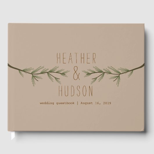 Livre D'or Rustic À feuillage persistant Branches Mariage Gue (Recto)