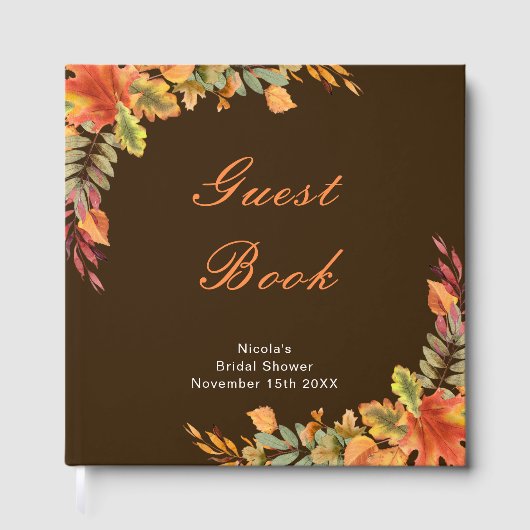 Livre D'or Rustic Autumn Fall Leaves Bridal Shower (Recto)