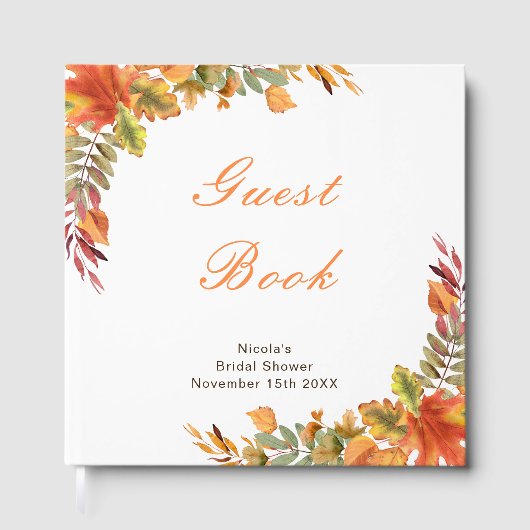 Livre D'or Rustic Autumn Fall Leaves Bridal Shower (Recto)