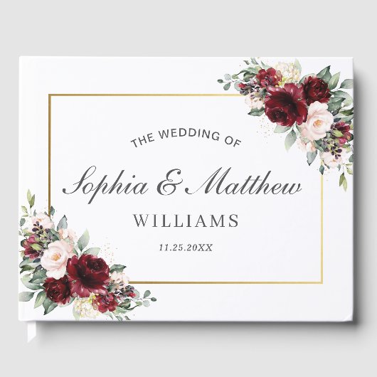 Livre D'or Rustic Burgundy Blush Floral Greenery Wedding (Recto)