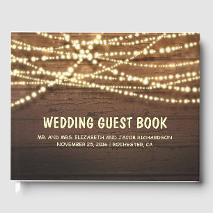 Livre D'or Rustic Country String lights Barre Mariage bois