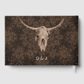 Livre D'or Rustic Elegant Wedding Brown Western Bull Skull (Verso)