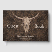 Livre D'or Rustic Elegant Wedding Brown Western Bull Skull (Recto)