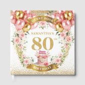 Livre D'or Rustic Guest Book 80e Anniversaire Boho Blush Flor (Recto)