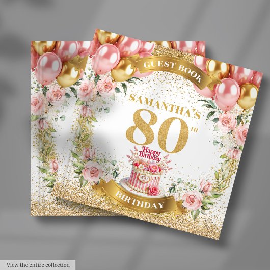 Livre D'or Rustic Guest Book 80e Anniversaire Boho Blush Flor